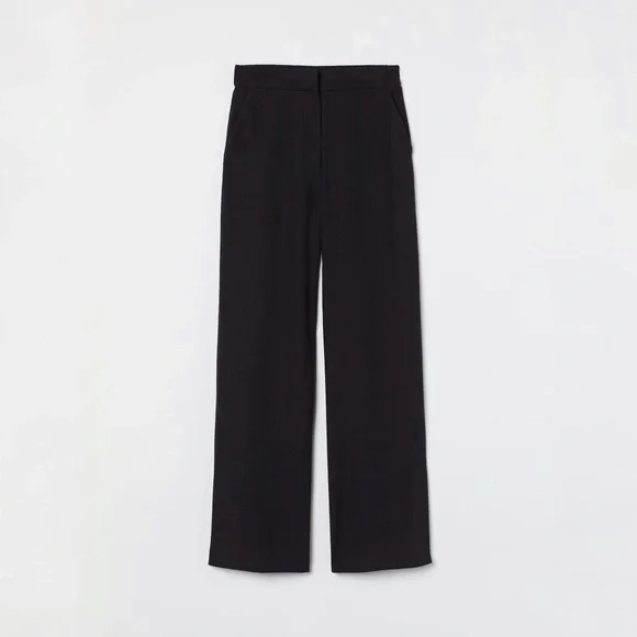 H&M Wide Side-Slit Black Pants Sz 6 - Picture 1 of 5